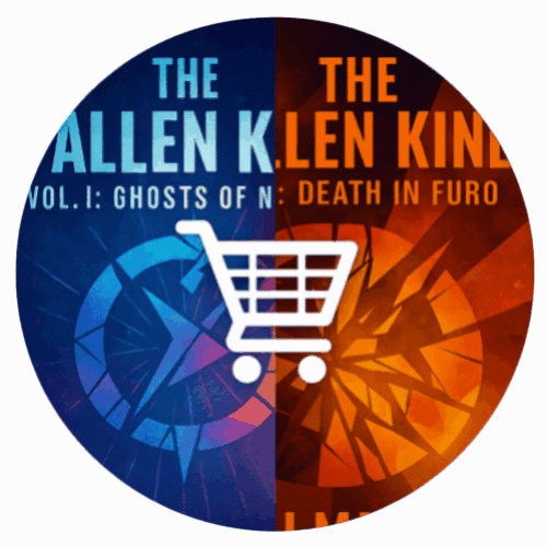 Button image showing both book covers and a cart icon, indicating where people can buy the books